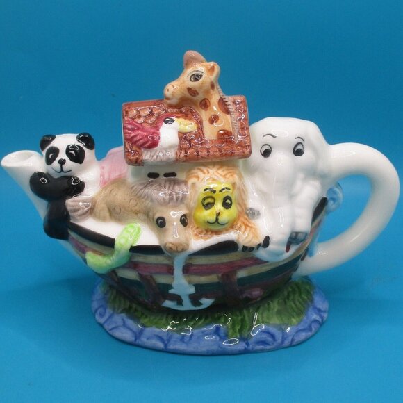 Noah’s Ark Lidded Ceramic Teapot Statue Vtg 1995 U - Picture 1 of 6